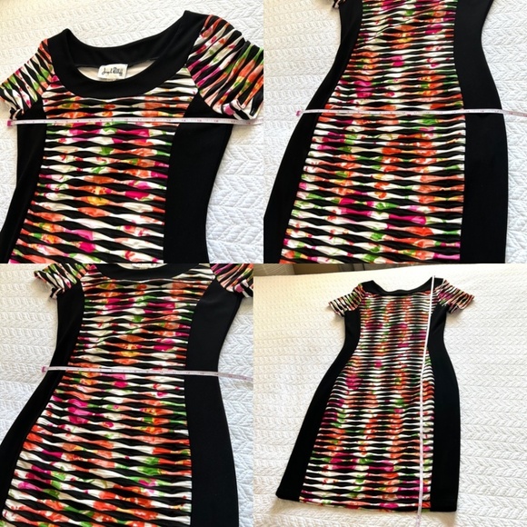 Joseph Ribkoff Panel Sheath Dress Multi Floral Short Sleeve Size 6 Like New! - Picture 9 of 14